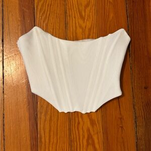 Zara White Corset Top with Mesh Back